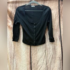 Free People Black Button-Down